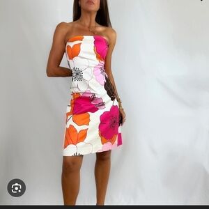 Vibrant Floral Strapless Dress